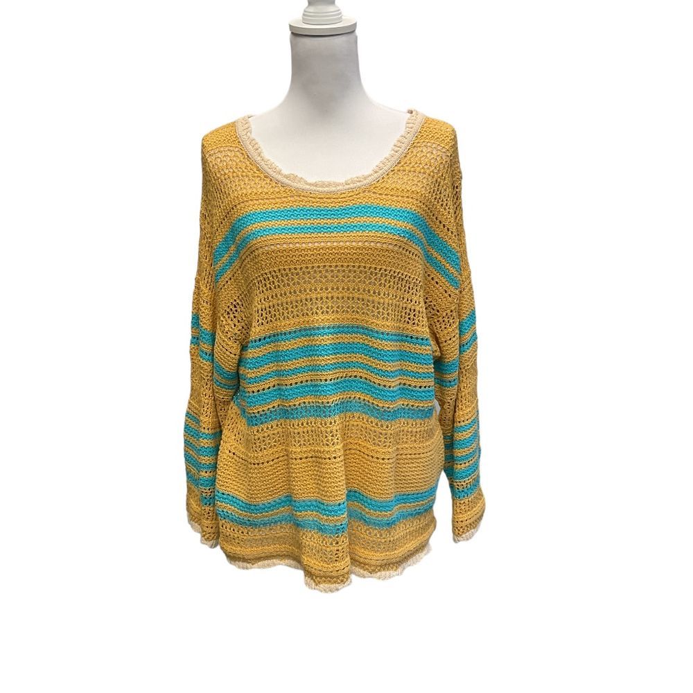 Anthropologie POL Womens Size S Blueberry Dream Very Oversized Striped Sweater